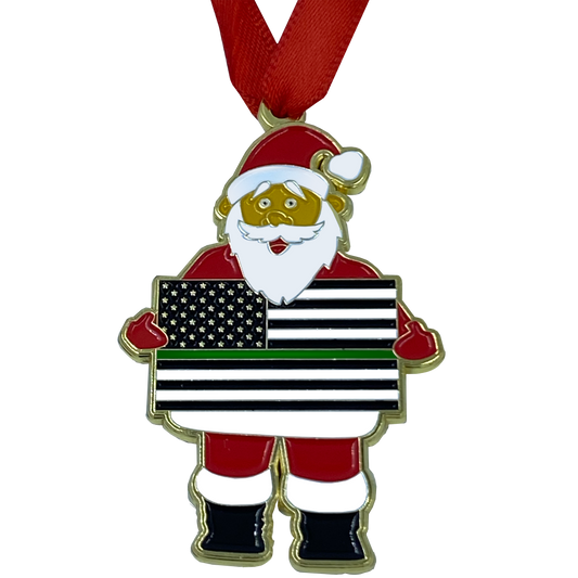 BL1-11 Thin Green Line Christmas Ornament Santa Border Patrol Agent CBP Deputy Sheriff Marines Army Challenge Coin