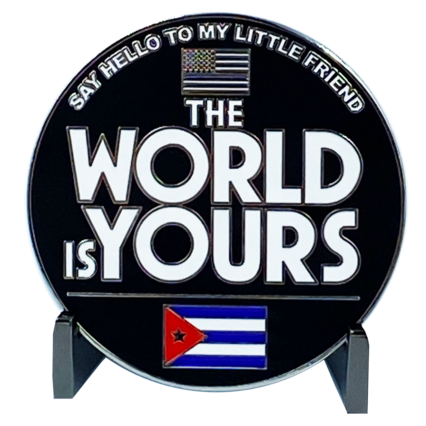 DL5-05 Scarface Money Power Respect Cuban Flag Thin Blue Line Al Pacino inspired Miami-Dade Police Challenge Coin