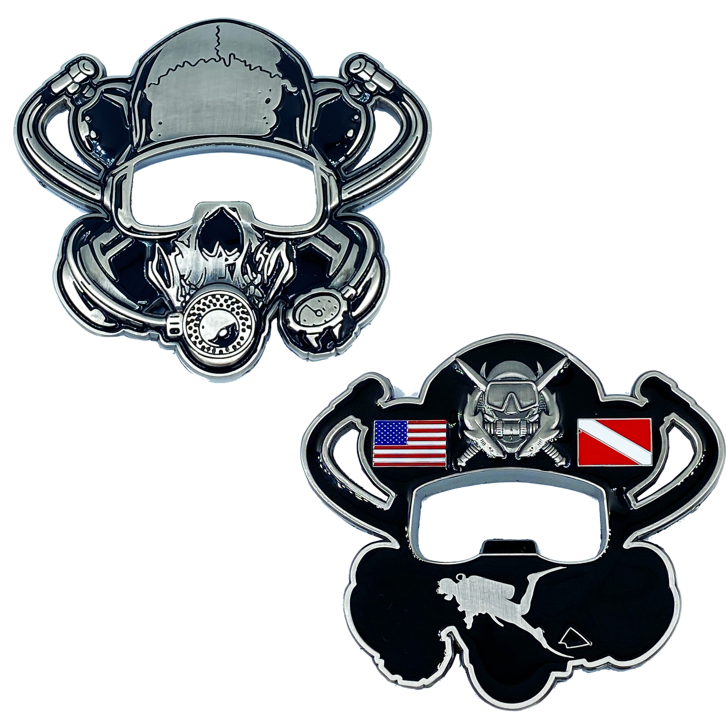 DL11-16 Scuba Flag Rescue Diver Skull Challenge Coin Military Police Coast Guard Navy US USA