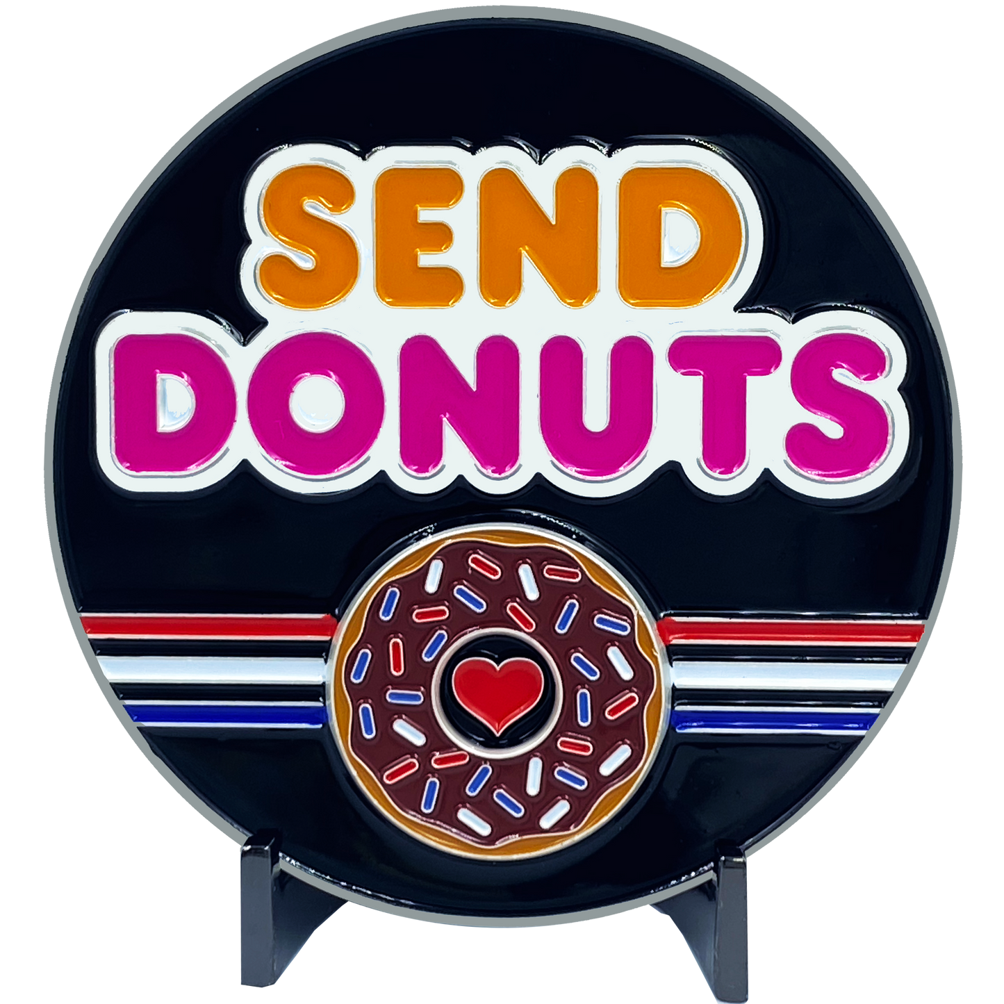 BL1-04B Send Donuts Police First Responders Dunkin inspired challenge coin Paramedic Firefighter Cops