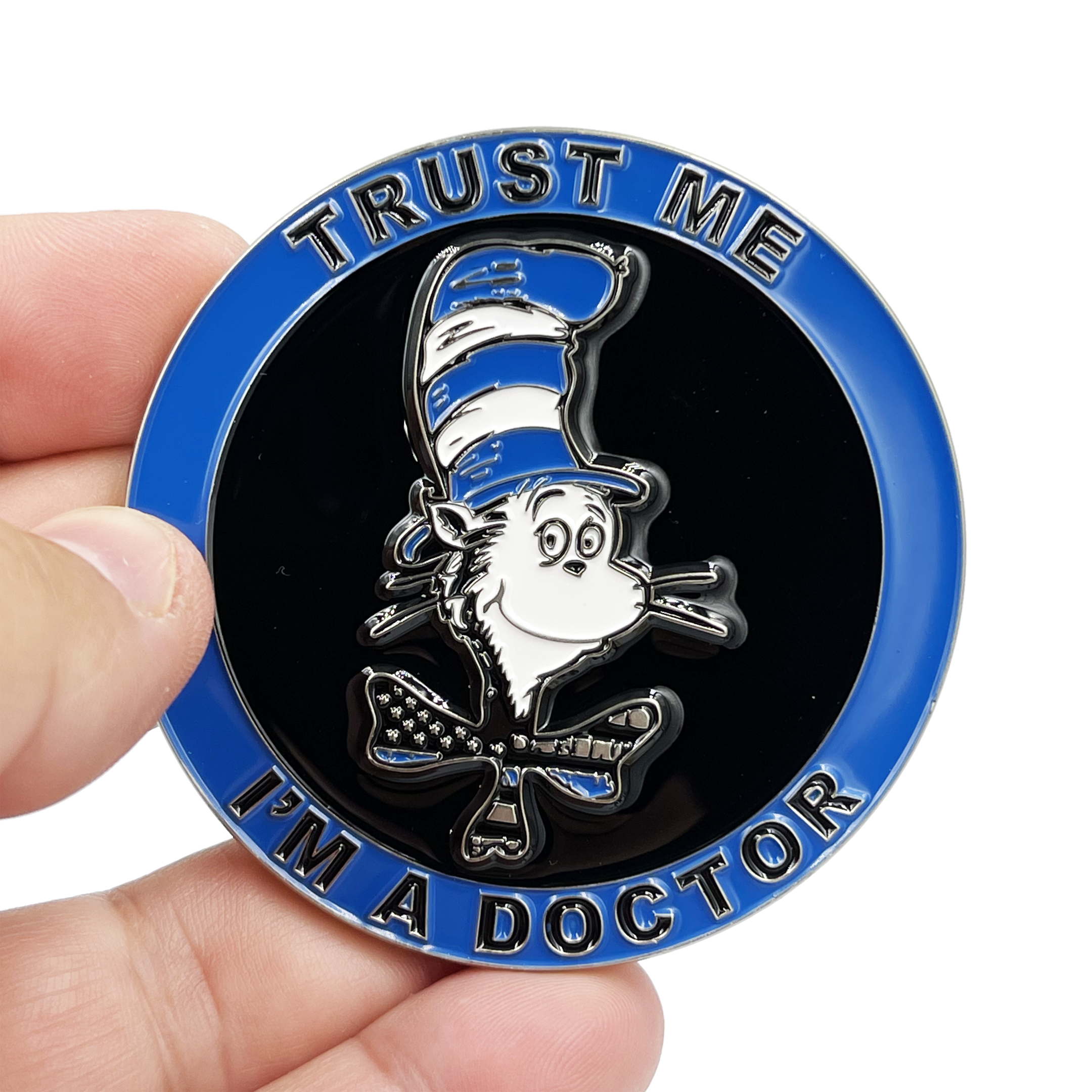 BL8-004 Dr Seuss Cancel Culture Back the Blue Cat in the Hat Challenge Coin Police NYPD LAPD CBP
