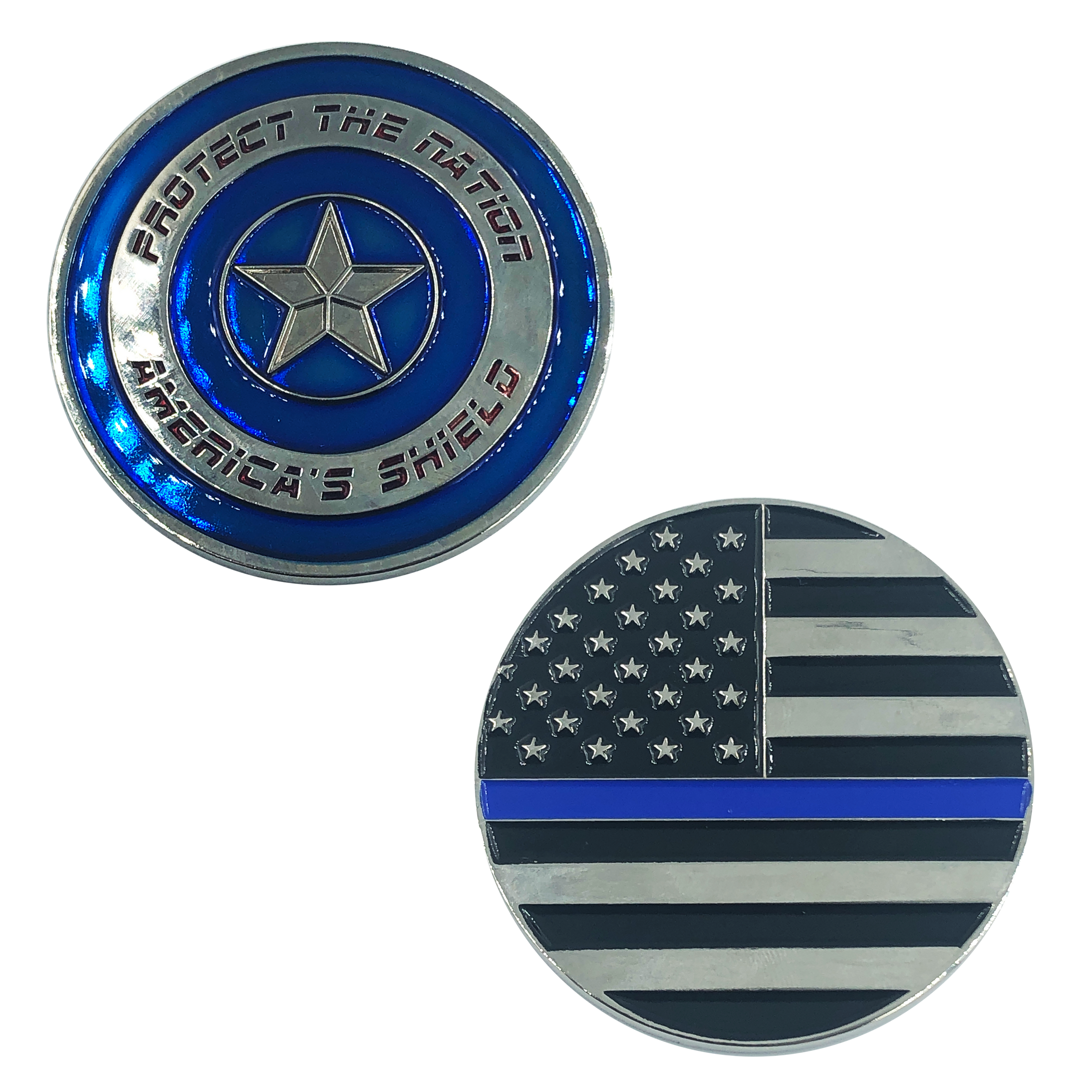 J-011 Thin Blue Captain America Shield Police CBP NYPD ATF LAPD Federal Agent