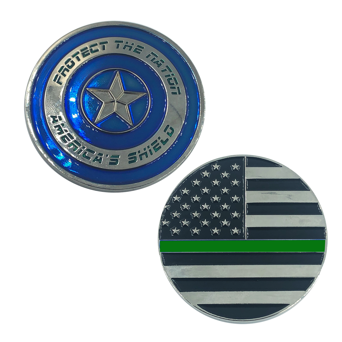 K-001 Thin Green Line Captain America Shield Police CBP Federal Agent Border Patrol Sheriff Police