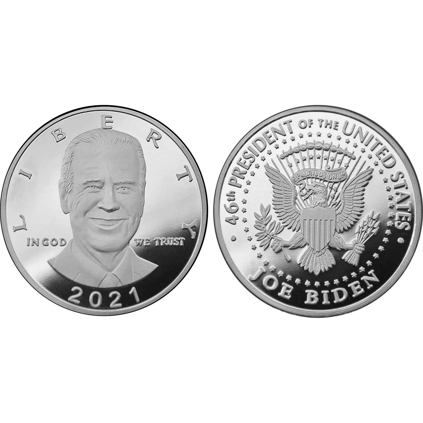 BL13-005 President Joe Biden Sterling Silver plated 2021 LIBERTY Challenge Coin 46th President of The United States