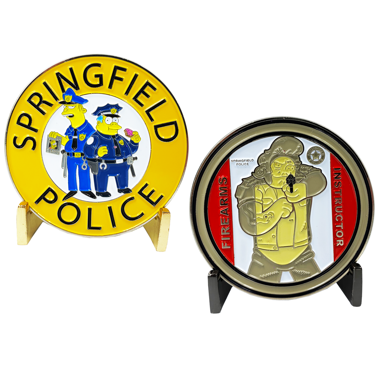 DL3-01 Springfield Police inspired by Simpsons: Firearms Instructor Paper Target Challenge Coin