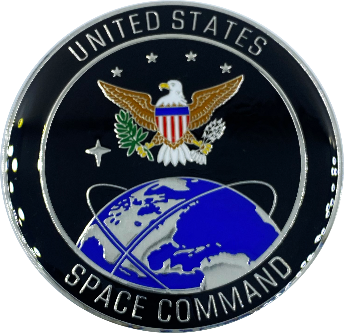 CL12-02 Space Force Space Command USAF Large 2.5 inch full size uniform campaign device (pin) with 3 posts and deluxe locking clasps Air Force