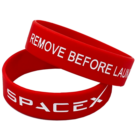 Red SpaceX Remove Before Launch Rubber Silicone Bracelet (8 inch)