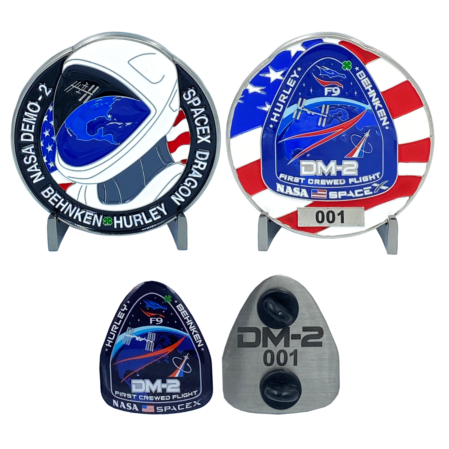 DL11-15 SpaceX Nasa DM-2 First Crewed Flight Challenge Coin Pin set with individual serial numbers