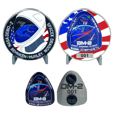 DL11-15 SpaceX Nasa DM-2 First Crewed Flight Challenge Coin Pin set with individual serial numbers