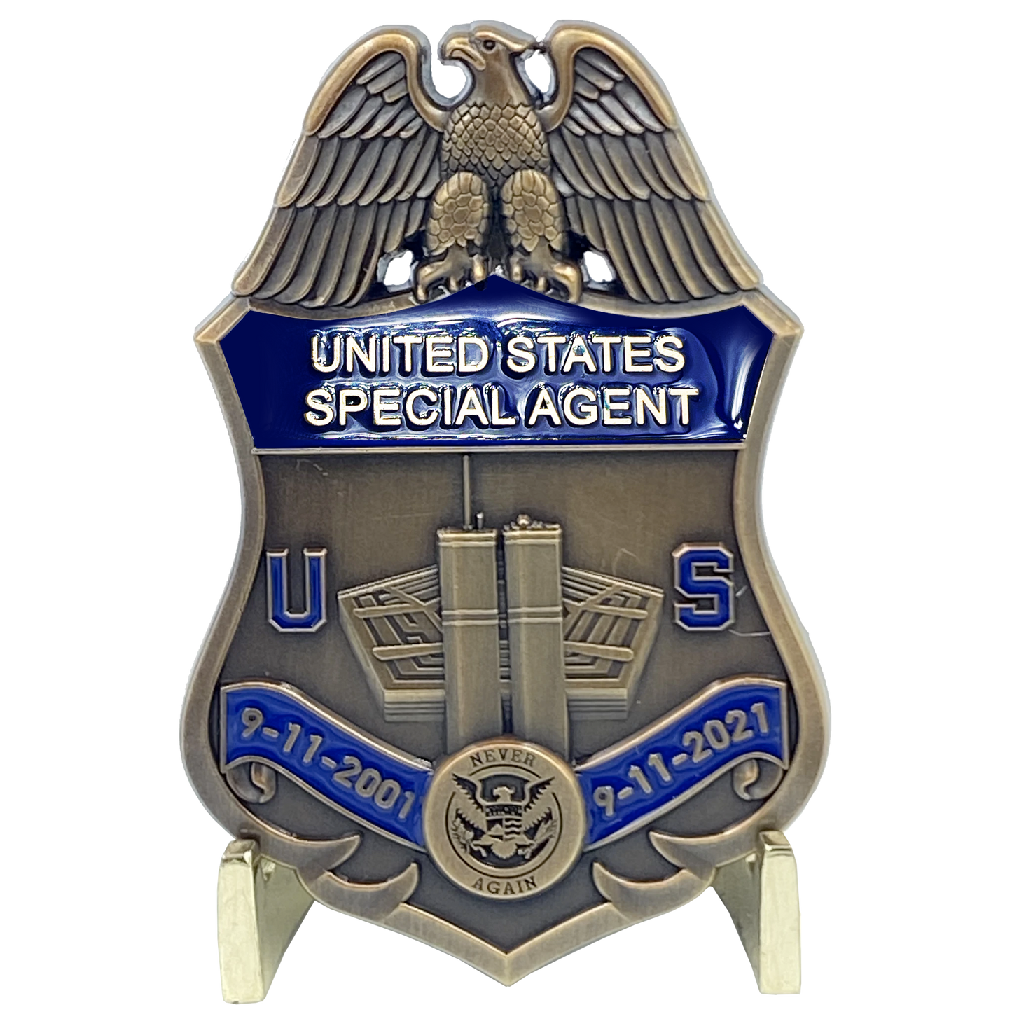 EL10-011 U.S. Customs Service Special Agent September 11th 9/11 Commemorative 20th Anniversary Memorial Shield Treasury HSI