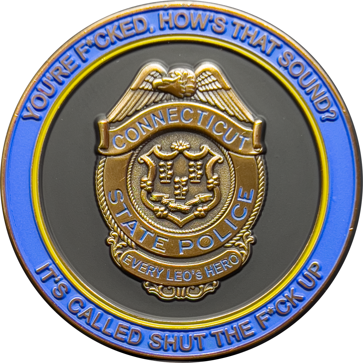 GL10-002 Trooper Matthew Spina Retired CSP Version 7 Challenge Coin Connecticut State Police CT