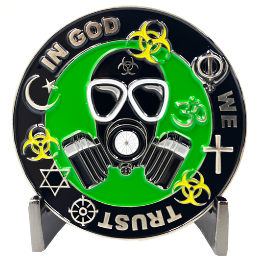 CL6-16 Statue of Liberty Thin Green Line Police Task Force Biohazard Pandemic Challenge Coin Border patrol Army Marines Deputy Sheriff