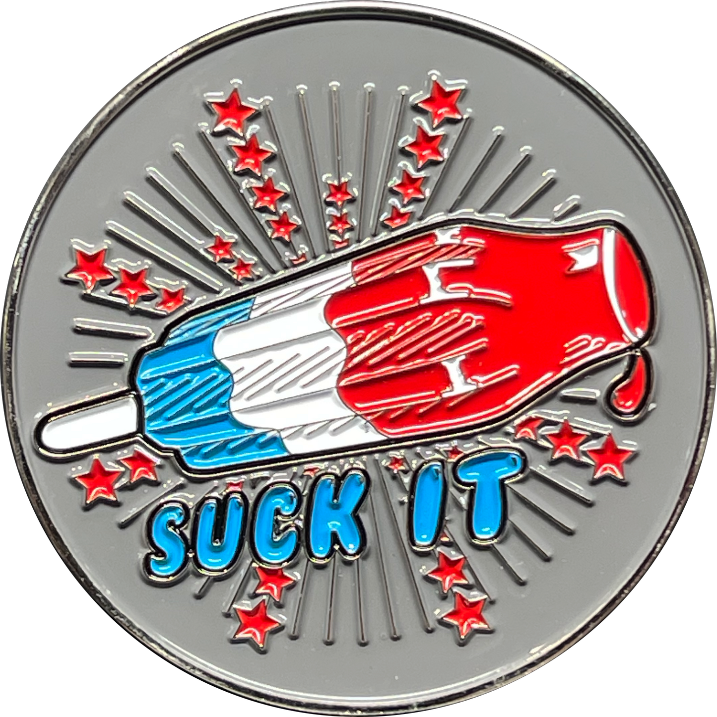 BL14-012 Suck it Rocket Pop Challenge Coin Thin Blue Line Police CBP LAPD Chigaco NYPD Baltimore FBI ATF FAM HSI