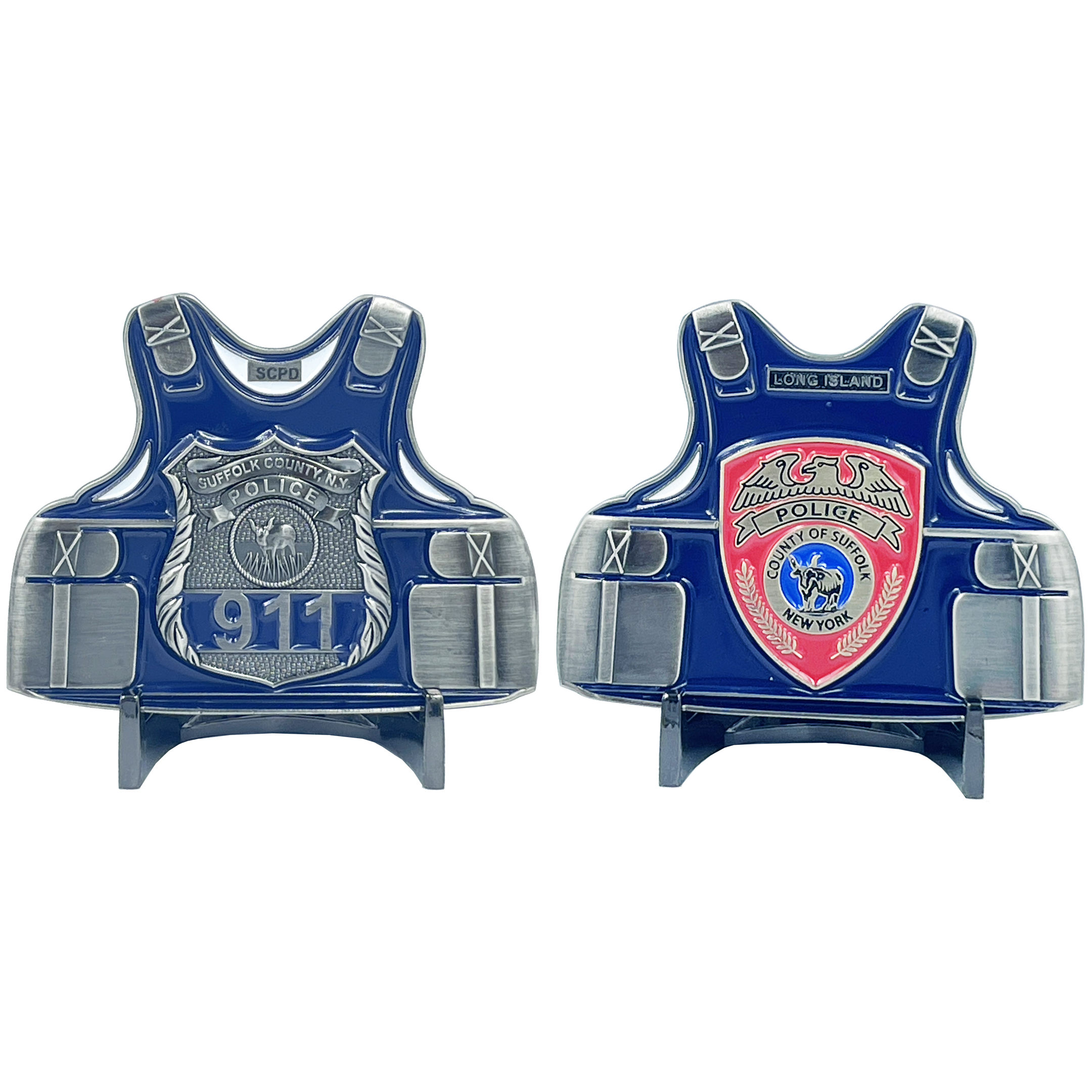 BL9-003 Suffolk County Police Department SCPD Long Island Police Officer Body Armor Challenge Coin