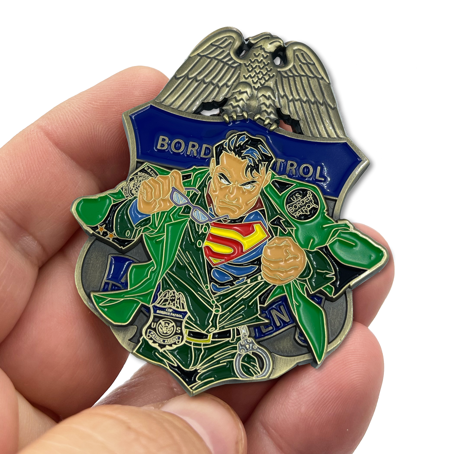 MM-006 CBP Border Patrol Agent BPA Thin Green Line Challenge Coin Man of Steel