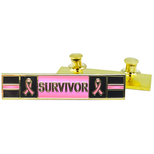 BL14-021 Thin Pink Line Ribbon Breast Cancer Survivor commendation bar pin Police Style Breast Cancer Awareness Month