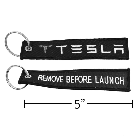 EL5-020 Tesla 3 X S Y REMOVE BEFORE LAUNCH Keychain or Luggage Tag or black zipper pull SpaceX
