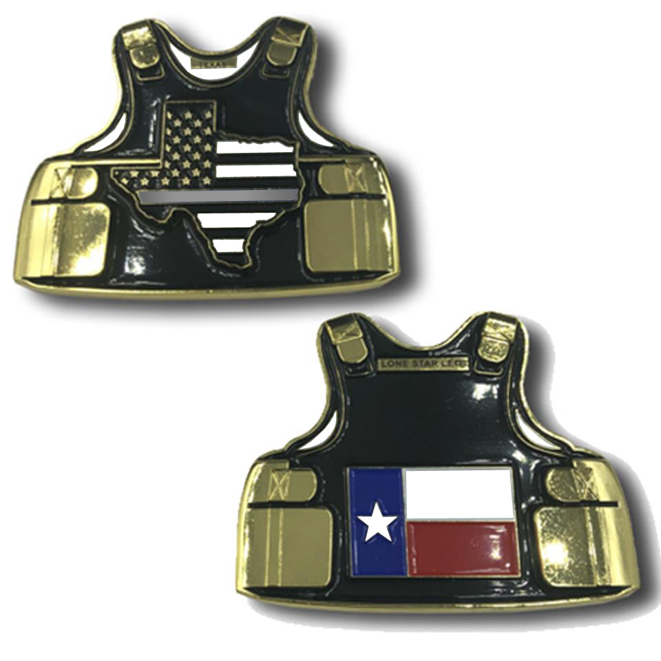 MM-003 Thin GRAY Line CO Texas Lone Star Corrections Body Armor State Flag Challenge Coins Correctional Officer