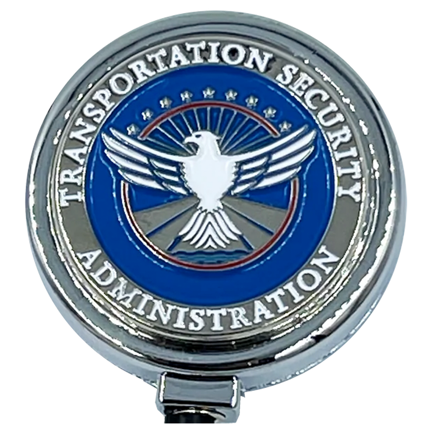 BL10-019 TSA Officer Metal ID Reel retractable ID Card Holder Transportation Security Administration Airport Screener