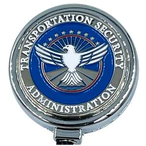 BL10-019 TSA Officer Metal ID Reel retractable ID Card Holder Transportation Security Administration Airport Screener