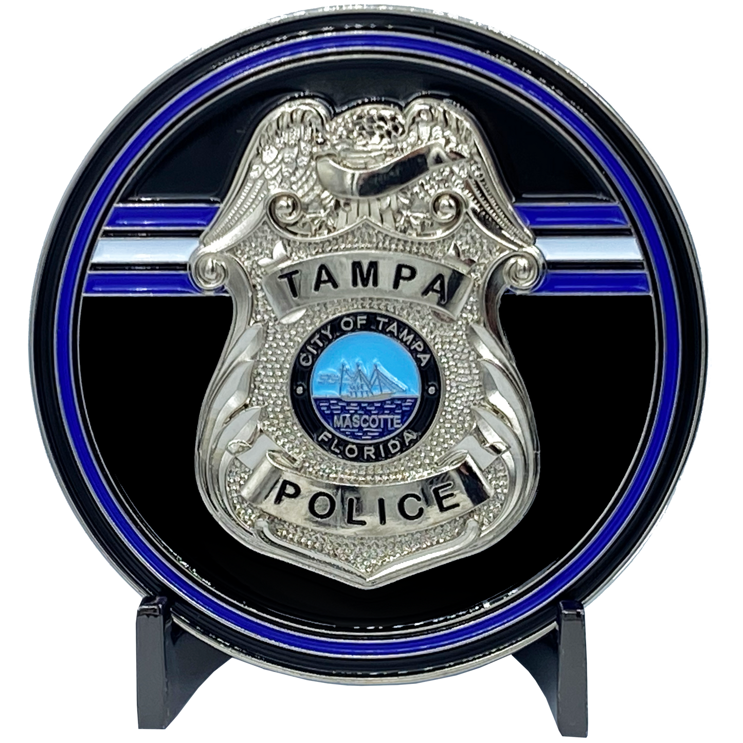 EL2-016 Tampa Florida Police Office Challenge Coin Tampa Bay Thin Blue Line Back the Blue TPD Tampa Police Department