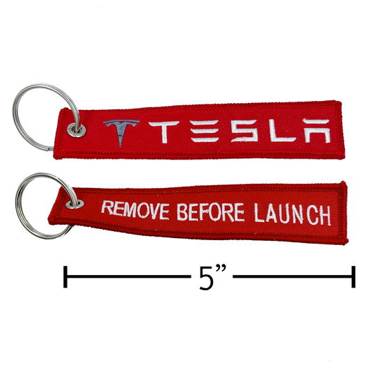 EL6-020 Tesla 3 X S Y REMOVE BEFORE LAUNCH Keychain or Luggage Tag or red zipper pull SpaceX