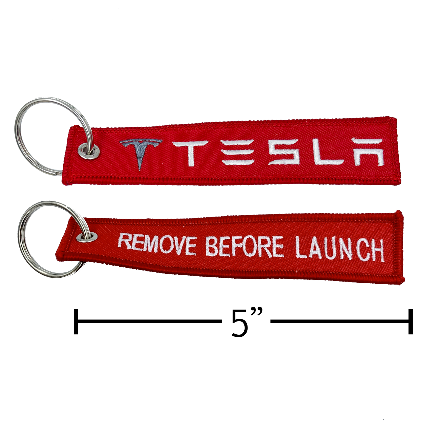 EL6-020 Tesla 3 X S Y REMOVE BEFORE LAUNCH Keychain or Luggage Tag or red zipper pull SpaceX