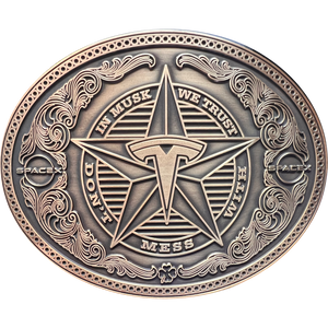 GL10-007 Don't Mess with Tesla Giga In Elon Musk We Trust SpaceX Texas Style Western Belt Buckle