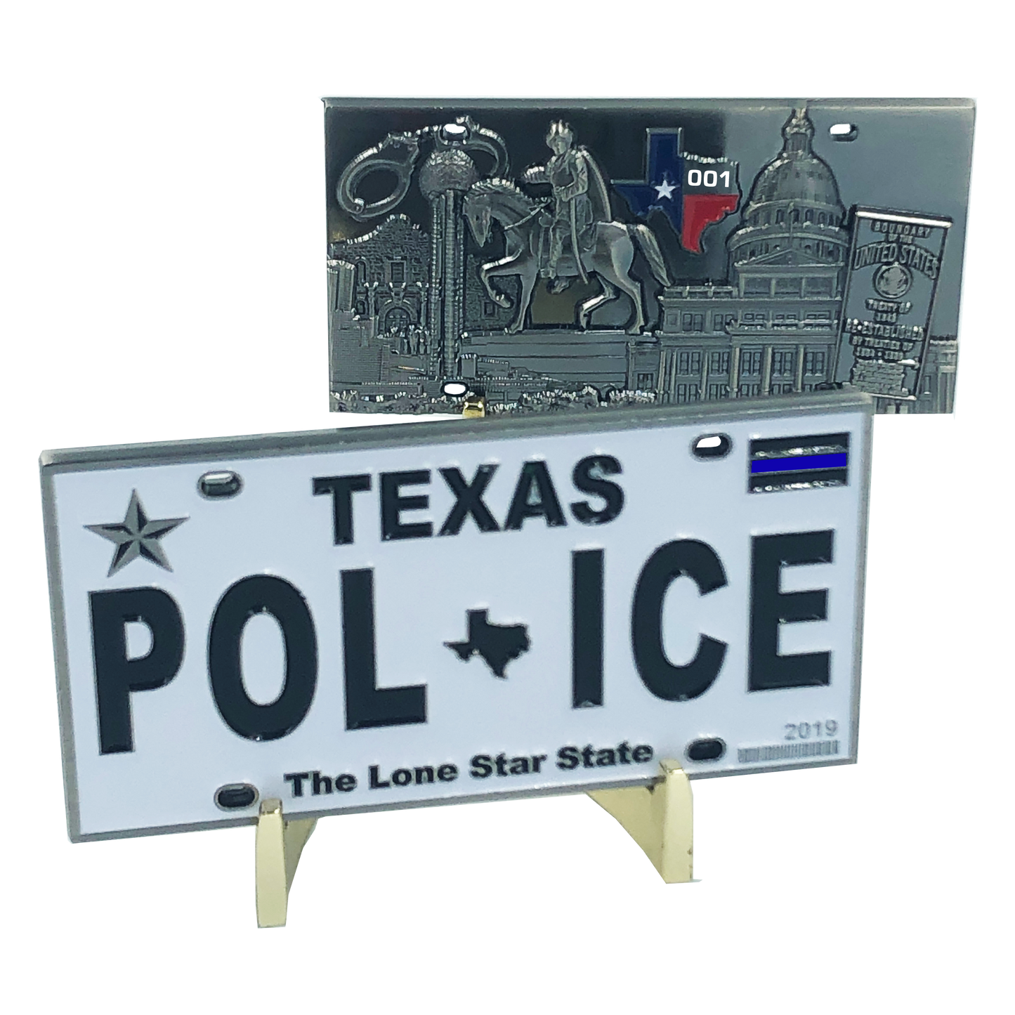 H-004 Texas Police License Plate Challenge Coin Border Patrol, Sheriff, CBP, Law Enforcement