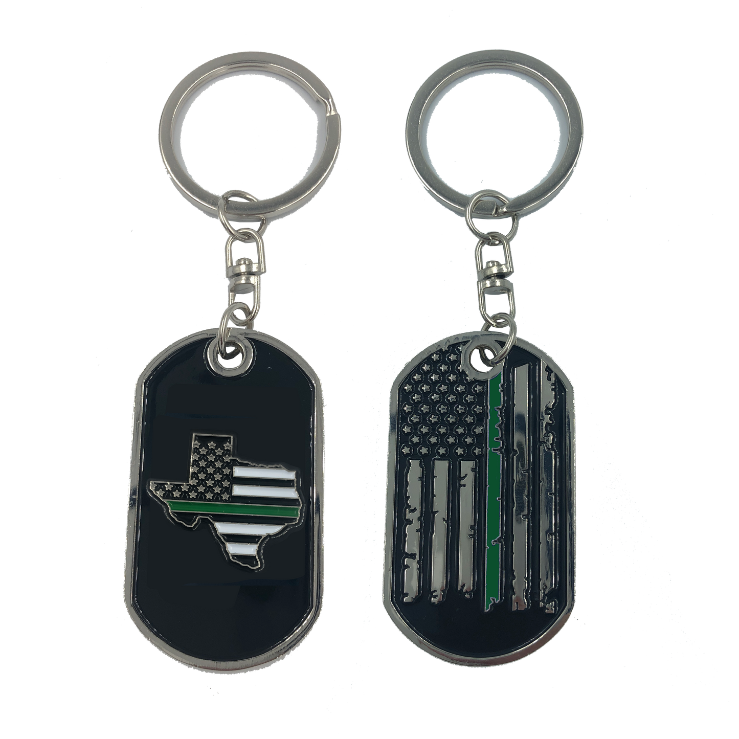 HH-011 Texas Thin Green Line Challenge Coin Dog Tag Keychain Police CBP Sheriff Border Patrol Army Marines