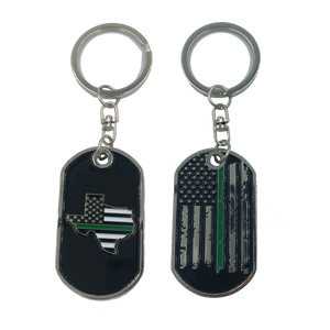HH-011 Texas Thin Green Line Challenge Coin Dog Tag Keychain Police CBP Sheriff Border Patrol Army Marines