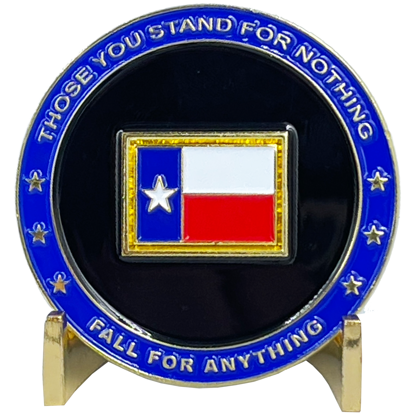 BL3-005 Texas BACKS THE BLUE Thin Blue Line Police Challenge Coin with free matching State Flag pin back the blue Sheriff trooper