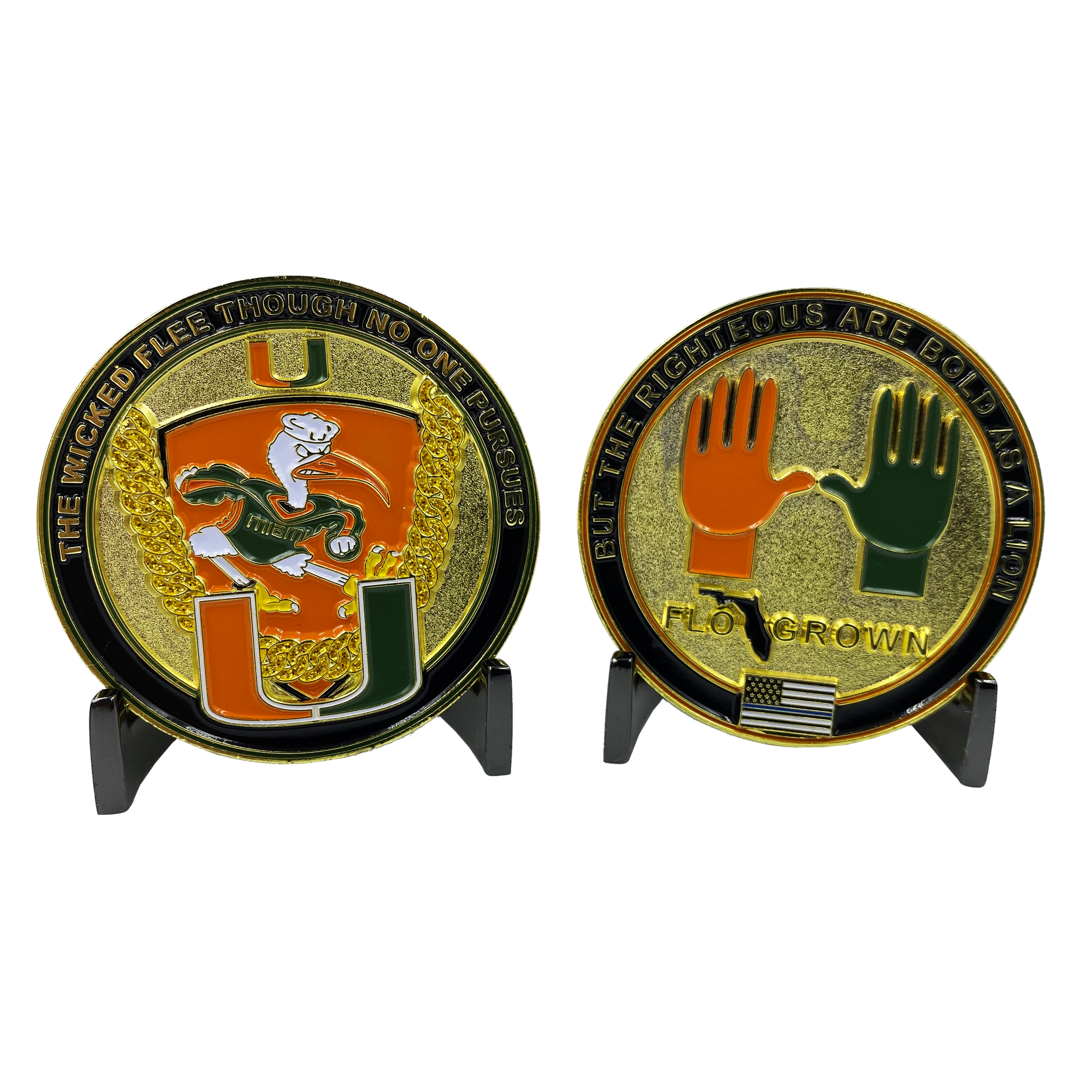 EE-018 The U challenge coin Miami Canes Turnover Chain UM