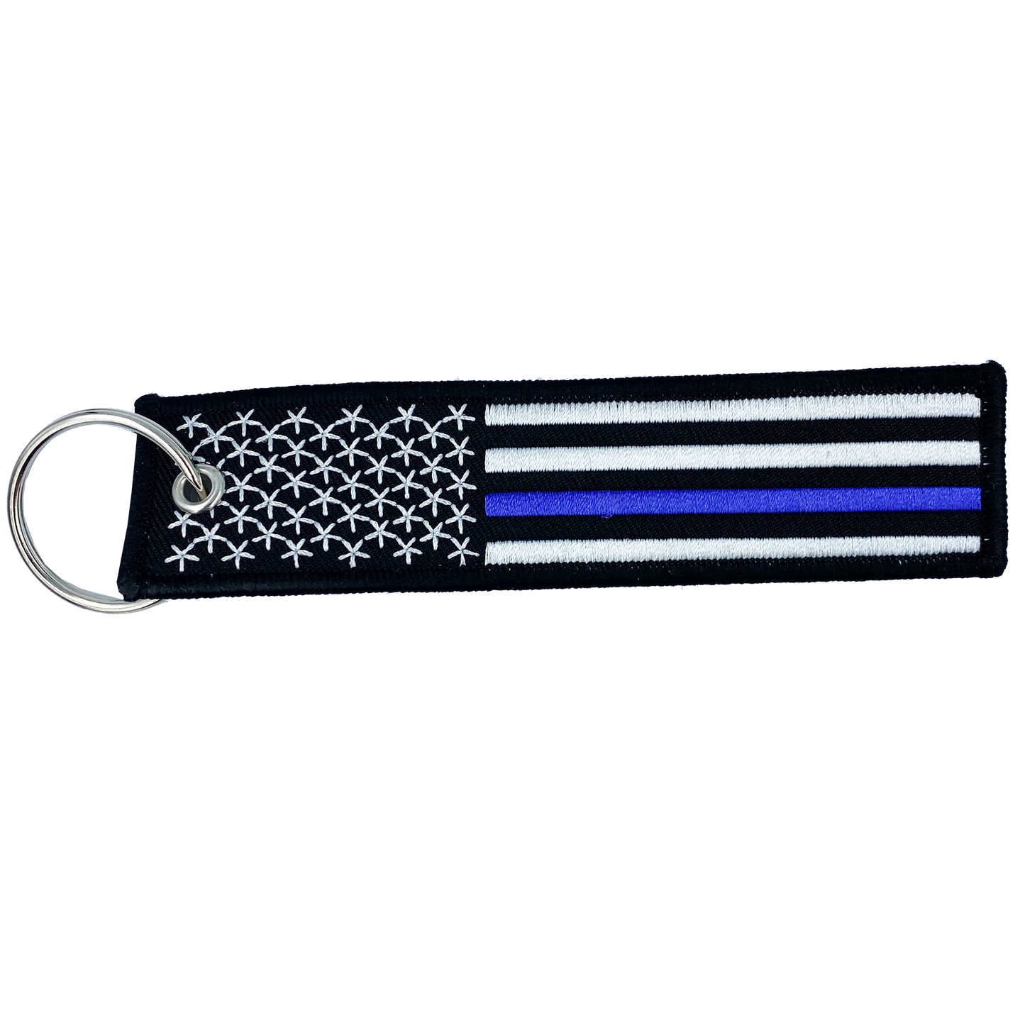 EE-001 Thin Blue Line Police Flag Law Enforcement Keychain or Luggage Tag or zipper pull CBP FBI ATF LAPD NYPD CPD