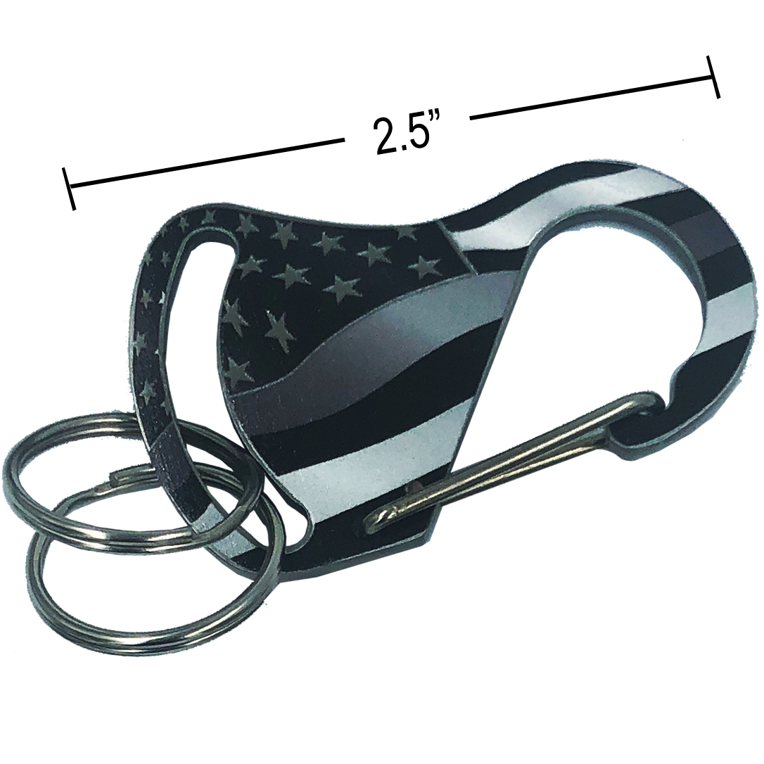 Thin Gray Line Carabiner Keychains with 2 key rings police correctional officer corrections CO