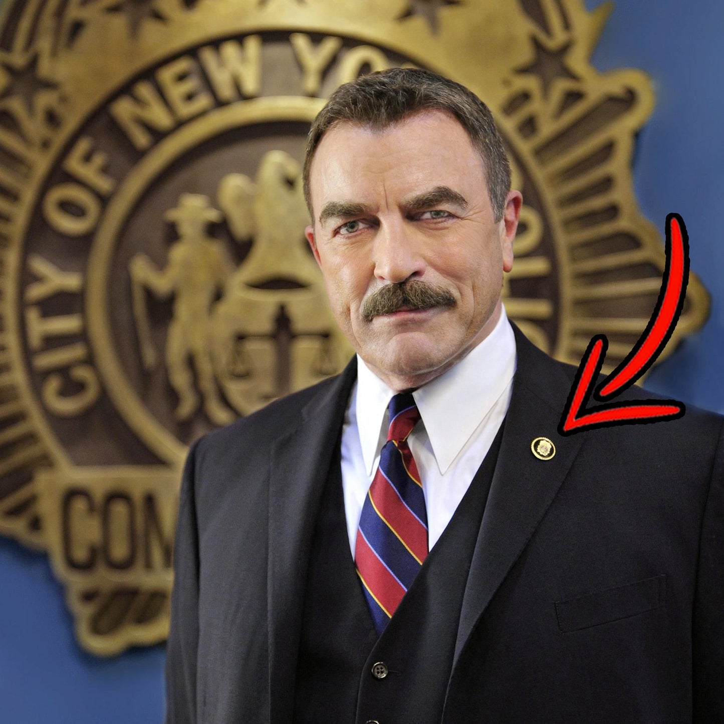 BL9-017 NYPD Commissioner Lapel Pin as seen on Blue Bloods real 24KT Gold and Silver Plated