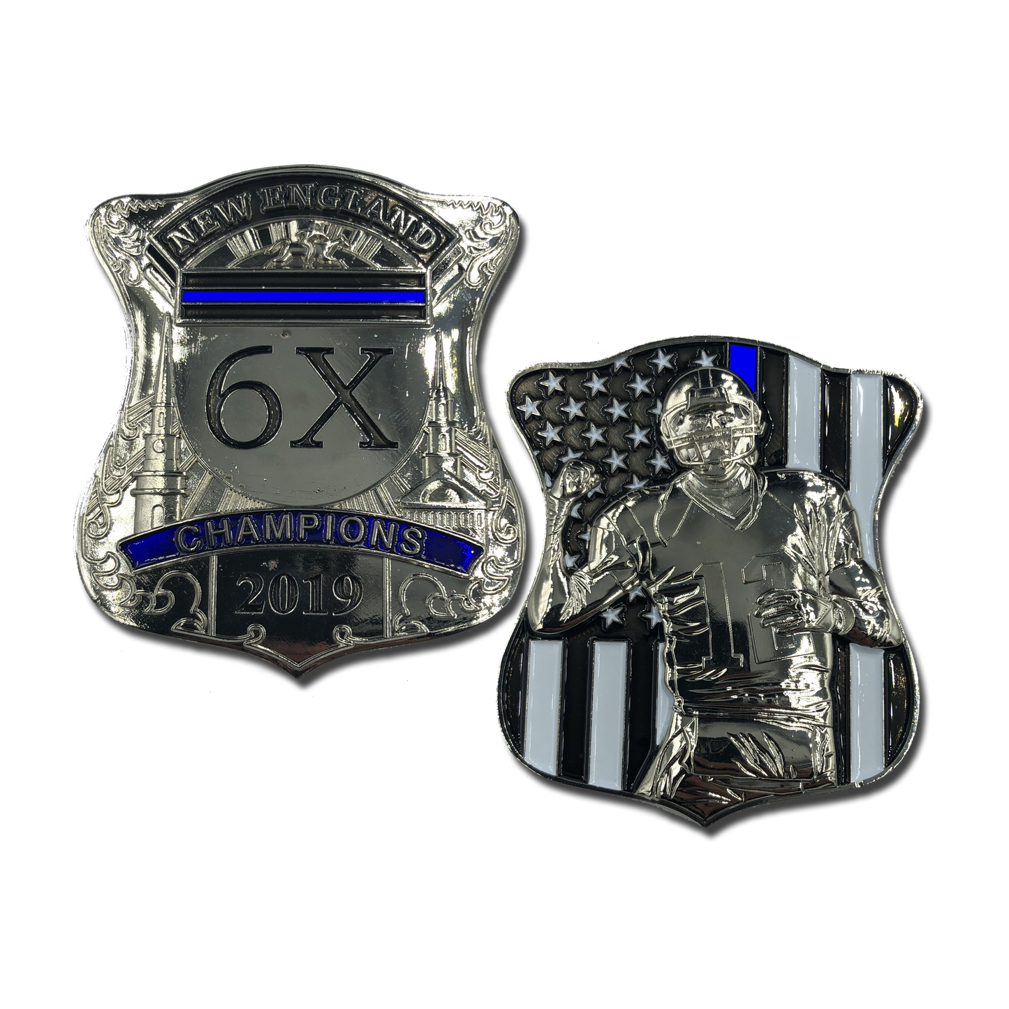 G-011 Silver Tom Brady New England Patriots inspired Challenge Coin Boston Police