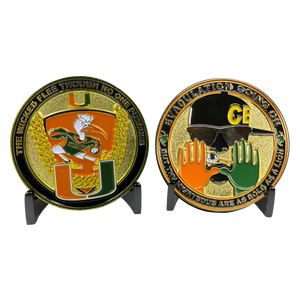 BL5-017 The U challenge coin Miami Canes Turnover Chain UM CBP CBPO CBP Officer Field Ops