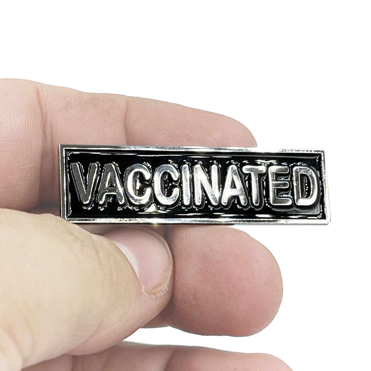 EL2-006 VACCINATED Commendation Bar Pin Pandemic Operation Warp Speed Police First Responder Nurse Doctor EMT Fire Fighter Military