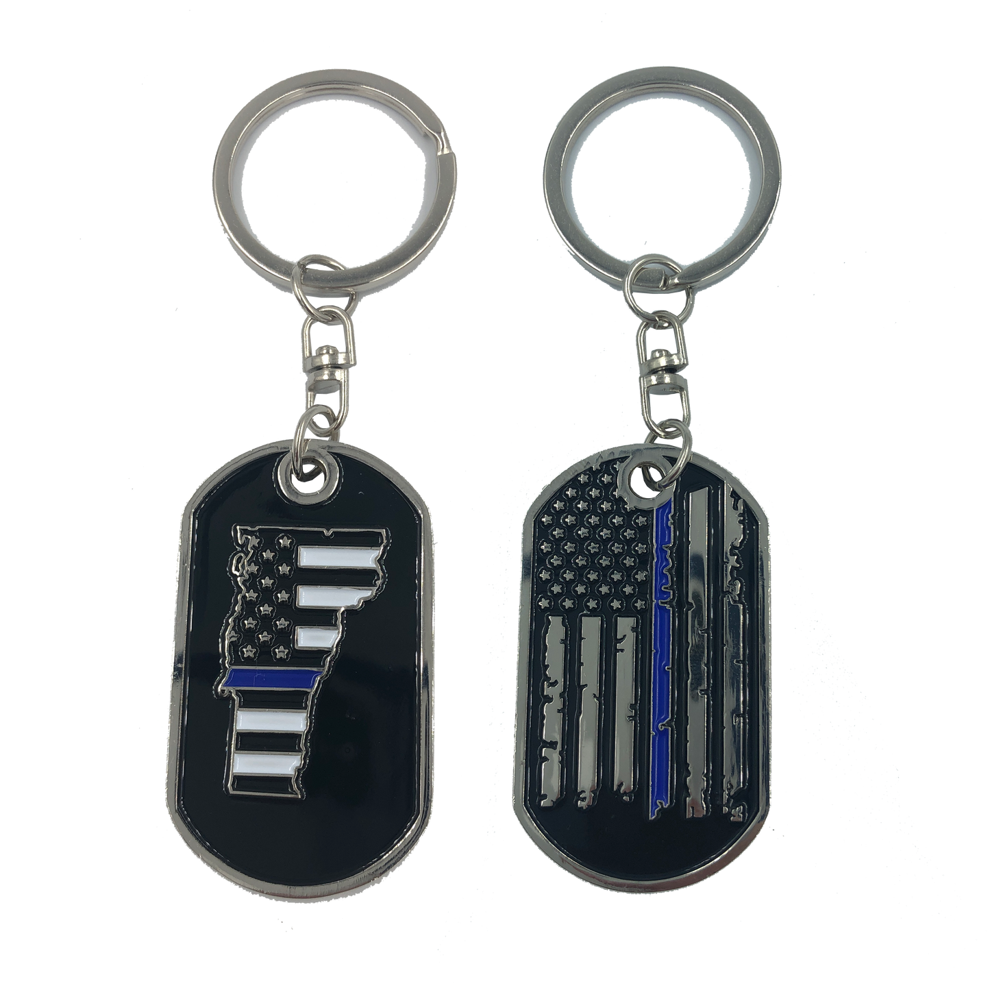 HH-008 Vermont Thin Blue Line Challenge Coin Dog Tag Keychain Police Law Enforcement