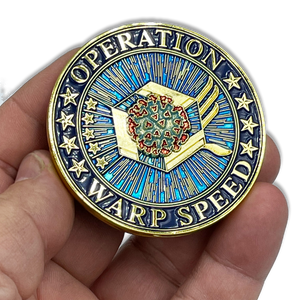 EL4-009 Operation Warp Speed Challenge Coin Covid-19 Vaccine Task Force Department of Defense HHS CDC Pandemic Corona Virus