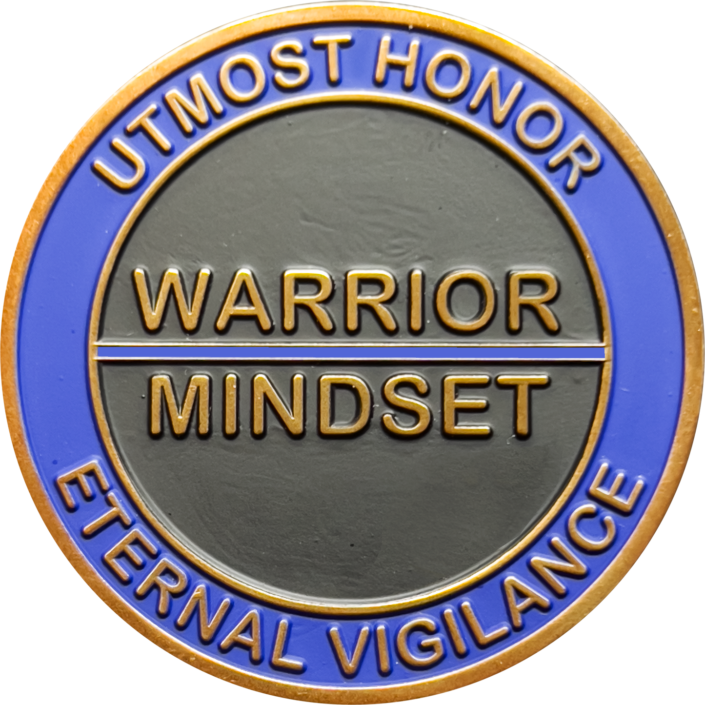 GL8-004 Warrior Mindset Challenge Coin Thin Blue Line NYPD LAPD ATF FBI CBP