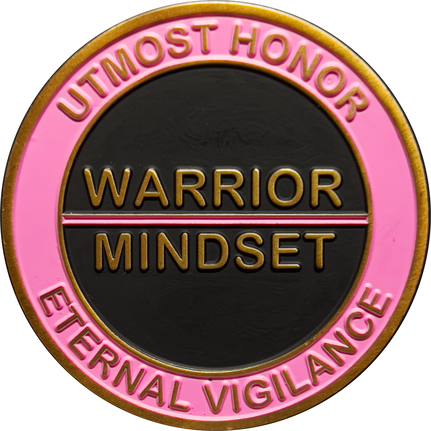 GL8-007 Warrior Mindset Challenge Coin Thin Pink Line Breast Cancer Awareness Survivor Police LAPD NYPD FBI ATF CBP