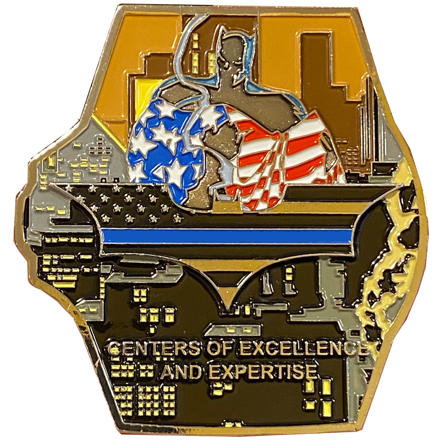 DL7-16 Bat Thin Blue Line Watch CBP Officer Import Specialist Trade Enforcement Challenge Coin