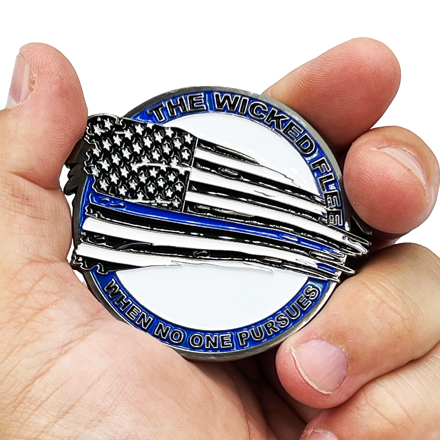 BL5-015 Thin Blue Line Flag and Eagle Police Challenge Coin NYPD CHP LAPD Chicago NOPD Police Officer CBP