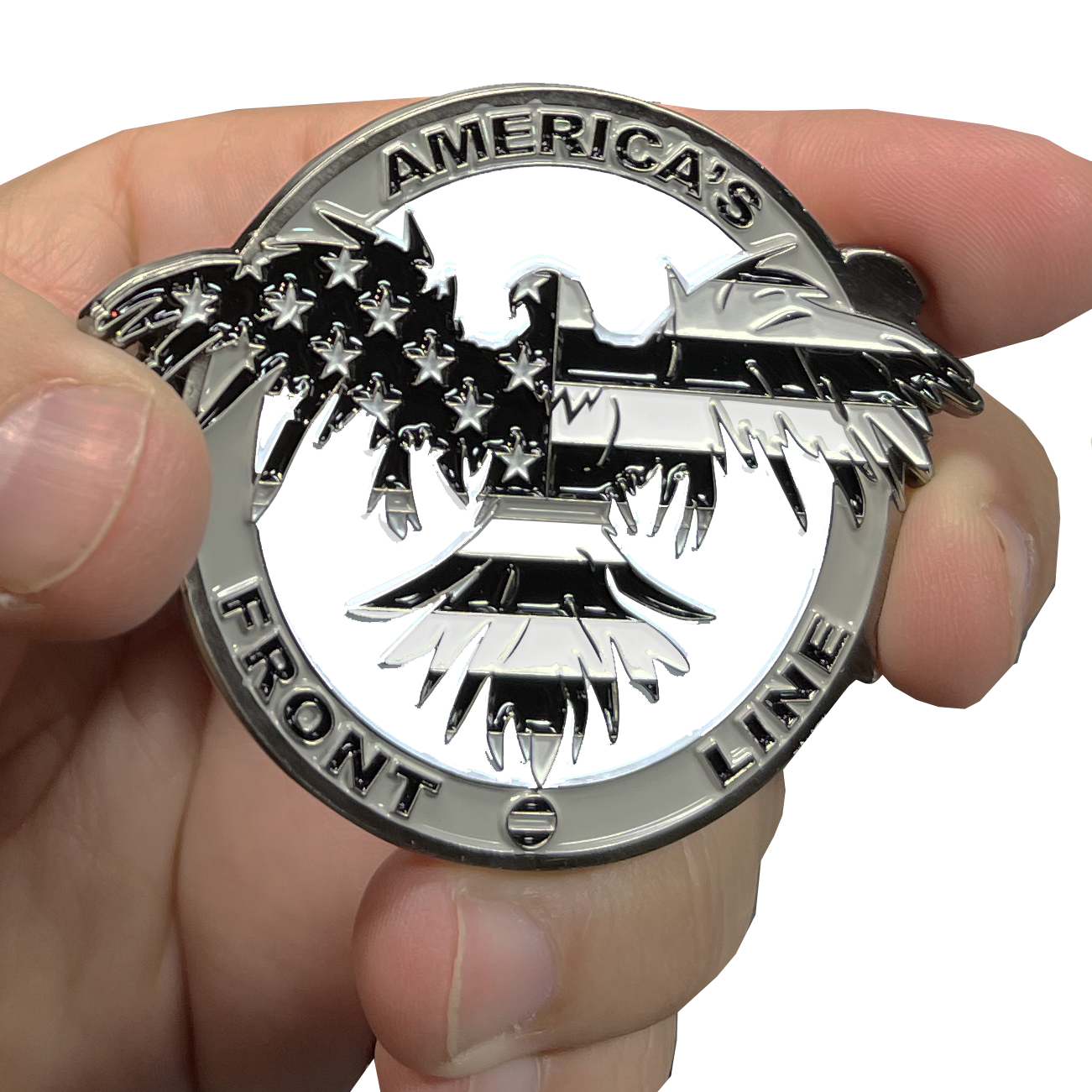 BL5-005 Thin Gray Line Flag and Eagle Police Challenge Coin Correctional Officer CO Corrections