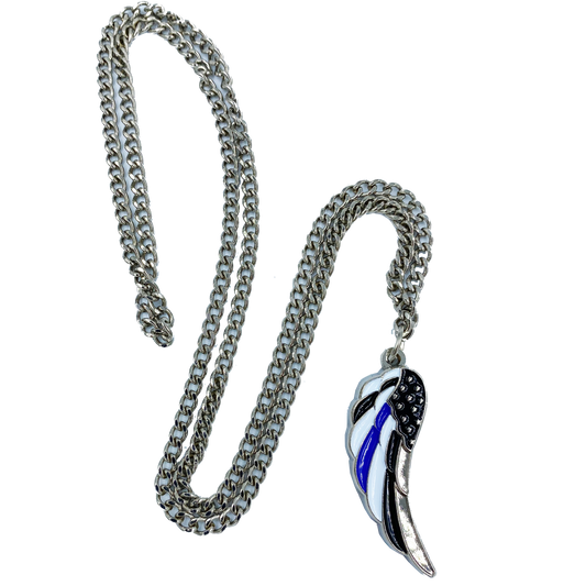 BB-005 Thin Blue Line Eagle's Wing Police Officer's Prayer pendant charm necklace