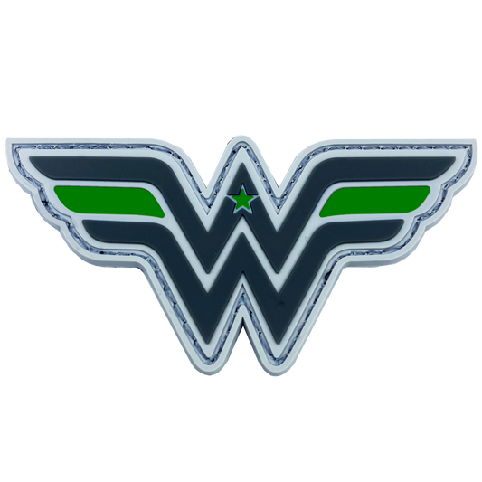DL5-09 Wonder Woman inspired Women in Law Enforcement Thin Green Line Police Deputy Sheriff Army Marines Border Patrol CBP Patch hook and loop back PVC