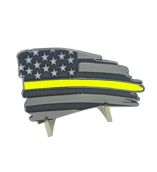 L-29 Thin Gold Line Flag Decal with 3M Tape 911 dispatcher Car Truck yellow