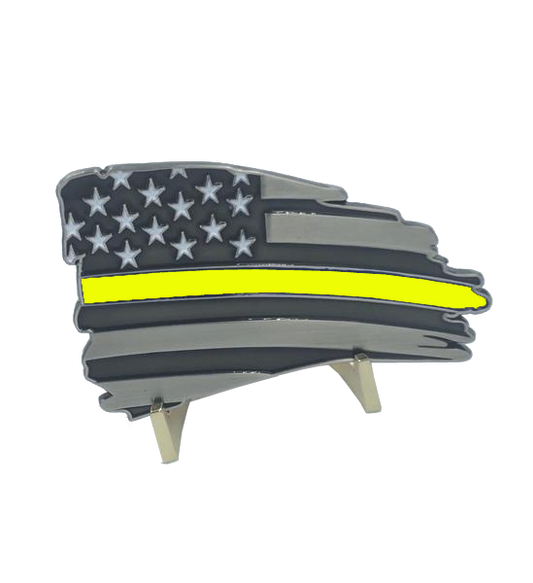 L-29 Thin Gold Line Flag Decal with 3M Tape 911 dispatcher Car Truck yellow